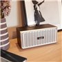 Alto-falante Bluetooth Universal Music COOL Retro (20W) Madeira Preto Frente Prateado