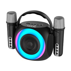 Alto-falante musical Bluetooth universal 6W COOL Mini Karaokê Party + 2 Microfones Preto