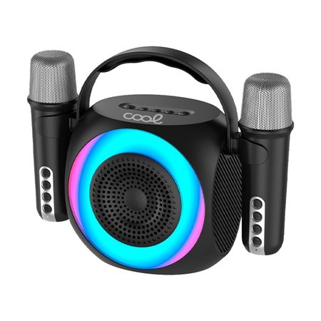 Alto-falante musical Bluetooth universal 6W COOL Mini Karaokê Party + 2 Microfones Preto