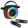 Alto-falante musical Bluetooth universal 6W COOL Mini Karaokê Party + 2 Microfones Preto