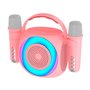Alto-falante musical Bluetooth universal 6W COOL Mini Karaokê Party + 2 Microfones Rosa