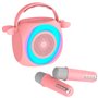 Alto-falante musical Bluetooth universal 6W COOL Mini Karaokê Party + 2 Microfones Rosa