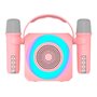 Alto-falante musical Bluetooth universal 6W COOL Mini Karaokê Party + 2 Microfones Rosa