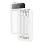 Bateria Externa Universal Power Bank 10.000 mAh + Carregamento Rápido 22,5W - 3A (3 conexões) Branco