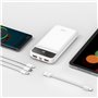 Bateria Externa Universal Power Bank 10.000 mAh + Carregamento Rápido 22,5W - 3A (3 conexões) Branco