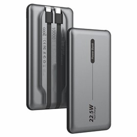 Bateria Externa Universal Power Bank 10.000 mAh PD 22,5W (2 conexões) Cinza