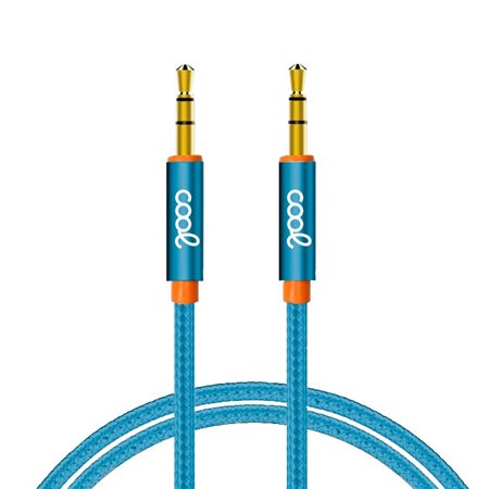 Cabo Jack 3,5 mm para Jack 3,5 mm COOL Áudio-Áudio Nylon Azul (1 m)