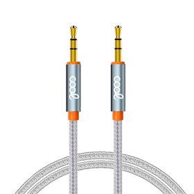 Cabo Jack 3,5 mm para Jack 3,5 mm COOL Áudio-Áudio Nylon Prata (1m)