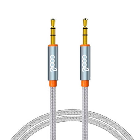 Cabo Jack 3,5 mm para Jack 3,5 mm COOL Áudio-Áudio Nylon Prata (1m)