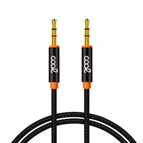 Cabo Jack 3,5 mm para Jack 3,5 mm COOL Áudio-Áudio Nylon Preto (1m)