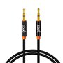 Cabo Jack 3,5 mm para Jack 3,5 mm COOL Áudio-Áudio Nylon Preto (1m)