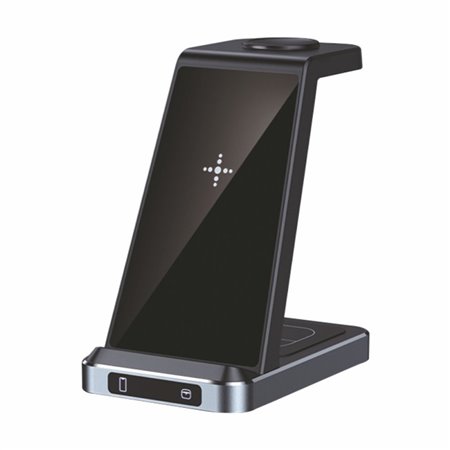 Carregador Base Dock Qi Sem Fio 3 em 1 COOL Preto