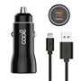 Carregador de carro Cabo MicroUsb (2 x USB) COOL 2.4A Kit 2 em 1 Preto
