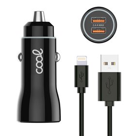Carregador de carro iPhone / iPad Conexión Lightning (2 x USB) COOL