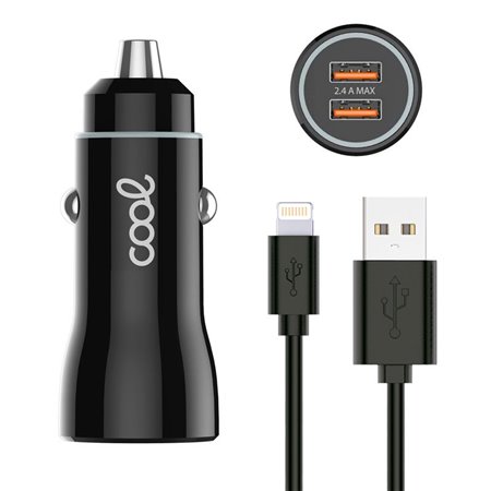 Carregador de carro iPhone / iPad Conexión Lightning (2 x USB) COOL