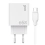 Carregador de rede duplo universal USB + PD Tipo-C + Cabo de carregamento COOL (GaN 65 W) Branco