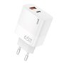 Carregador de rede duplo universal USB + PD Tipo-C + Cabo de carregamento COOL (GaN 65 W) Branco