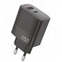 Carregador de rede duplo universal USB + PD Tipo-C + Cabo de carregamento COOL (GaN 65 W) Preto