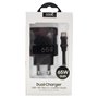 Carregador de rede duplo universal USB + PD Tipo-C + Cabo de carregamento COOL (GaN 65 W) Preto