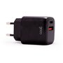 Carregador de rede rápido universal (PD) duplo tipo C / USB COOL (20 W) preto