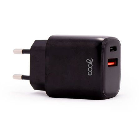 Carregador de rede rápido universal (PD) duplo tipo C / USB COOL (20 W) preto