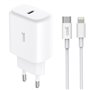 Carregador de Rede rápido universal (PD) Tipo C COOL (25 W) Branco + Cabo Tipo-C para Lightning
