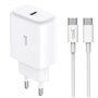 Carregador de Rede rápido universal (PD) Tipo C COOL (25 W) Branco + Cabo Tipo-C para Tipo-C