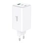 Carregador de Rede Universal Triplo (PD) 2 x Tipo-C + USB COOL (100 W) GaN Branco