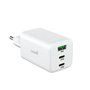 Carregador de Rede Universal Triplo (PD) 2 x Tipo-C + USB COOL (GaN 65 W) Branco