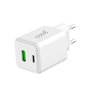 Carregador de rede Universal Ultra Fast Charger Duplo (PD) Tipo-C + USB COOL (45W) GaN Branco