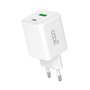 Carregador de rede Universal Ultra Fast Charger Duplo (PD) Tipo-C + USB COOL (45W) GaN Branco