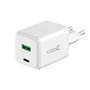Carregador de rede Universal Ultra Fast Charger Duplo (PD) Tipo-C + USB COOL (45W) GaN Branco