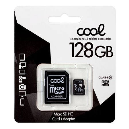 Cartão de Memória Micro SD com Adaptador x128 GB COOL (Classe 10)
