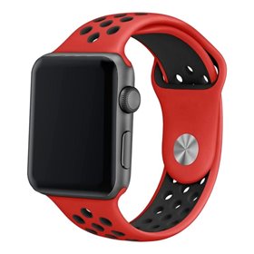 Correia COOL para Apple Watch Series 1 / 2 / 3 / 4 / 5 / 6 / 7 / 8 / 9 / SE (42 / 44 / 45 mm) Sport Vermelho-Preto