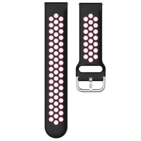 Correia Universal 20mm Amazfit Bip / GTS / Bip Lite / Huawei / Samsung / COOL Rubber Preto-Rosa