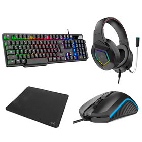 Kit de teclado para jogos USB espanhol + Auscultadores + Rato + Tapete de Rato COOL Town