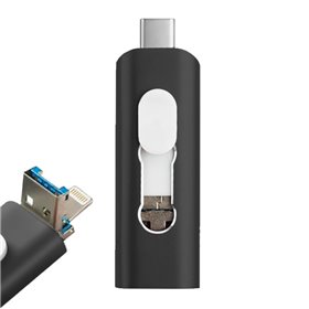 Pen Drive USB x32 GB COOL (3 em 1) Lightning / Type-C / USB Preto