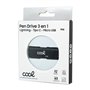 Pen Drive USB x32 GB COOL (3 em 1) Lightning / Type-C / USB Preto