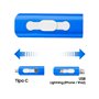 Pen Drive USB x64 GB COOL (3 em 1) Lightning / Type-C / USB Azul