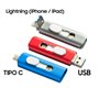 Pen Drive USB x64 GB COOL (3 em 1) Lightning / Type-C / USB Azul