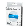 Pen Drive USB x64 GB COOL (3 em 1) Lightning / Type-C / USB Azul