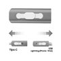 Pen Drive USB x64 GB COOL (3 em 1) Lightning / Type-C / USB Cinza