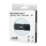 Pen Drive USB x64 GB COOL (3 em 1) Lightning / Type-C / USB Preto