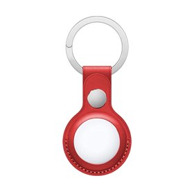 Porta-chaves de proteção COOL compatível com AirTag Couro Vermelho