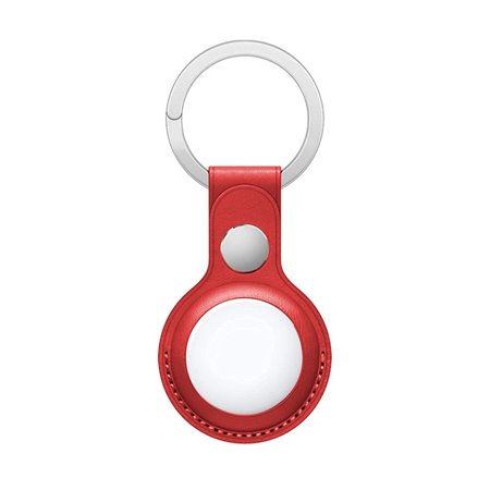 Porta-chaves de proteção COOL compatível com AirTag Couro Vermelho