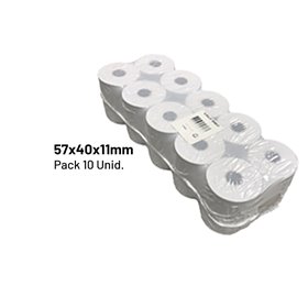 Rolo de Papel Térmico 57x40x11 - Pack de 10 unidades