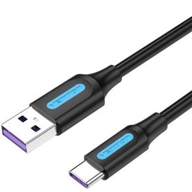 Cabo USB 2.0 Tipo-C Vention CORBH, USB Macho - USB Tipo-C Macho, Até 100W, 480Mbps, 2m, Preto