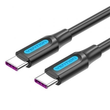 Cabo USB 2.0 Tipo-C Vention COTBD, USB Tipo-C Macho - USB Tipo-C Macho, Até 100W, 480Mbps, 50cm, Preto