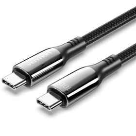Cabo USB 2.0 Tipo-C 5A 100W Vention CTKBH, USB Tipo-C Macho - USB Tipo-C Macho, Até 100W, 480Mbps, 2m, Preto