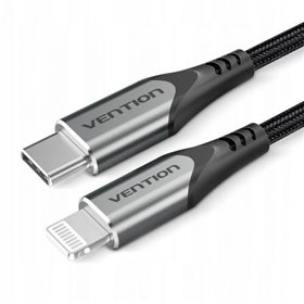 Cabo USB 2.0 Tipo-C Lightning Vention TACHF, USB Tipo-C Macho - Lightning Macho, Até 27W, 480Mbps, 1m, Cinza